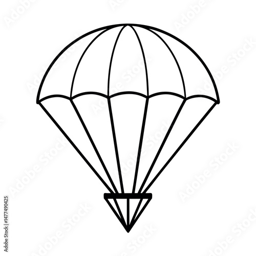 Open Parachute Sky Scene Line Drawing
