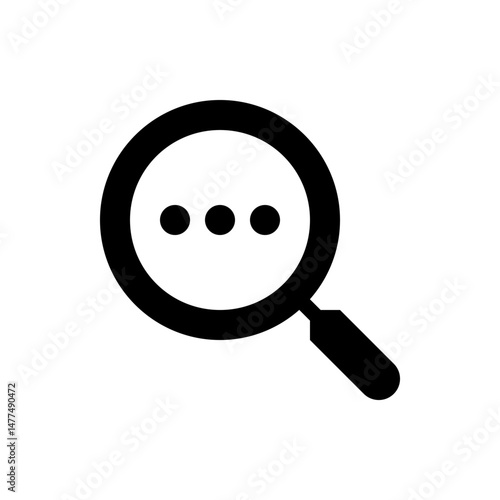 A magnifying glass with three dots inside the lens suggesting a search or loading indicator icon design