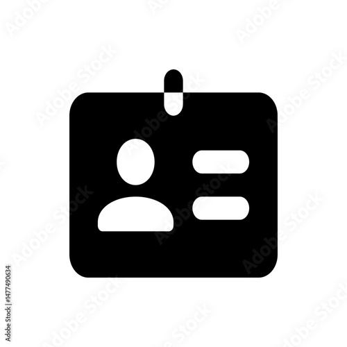 Identification card with a person icon and two lines of text in black and white colors design vector
