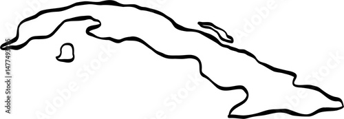 Photography Doodle freehand drawing of Cuba island map.