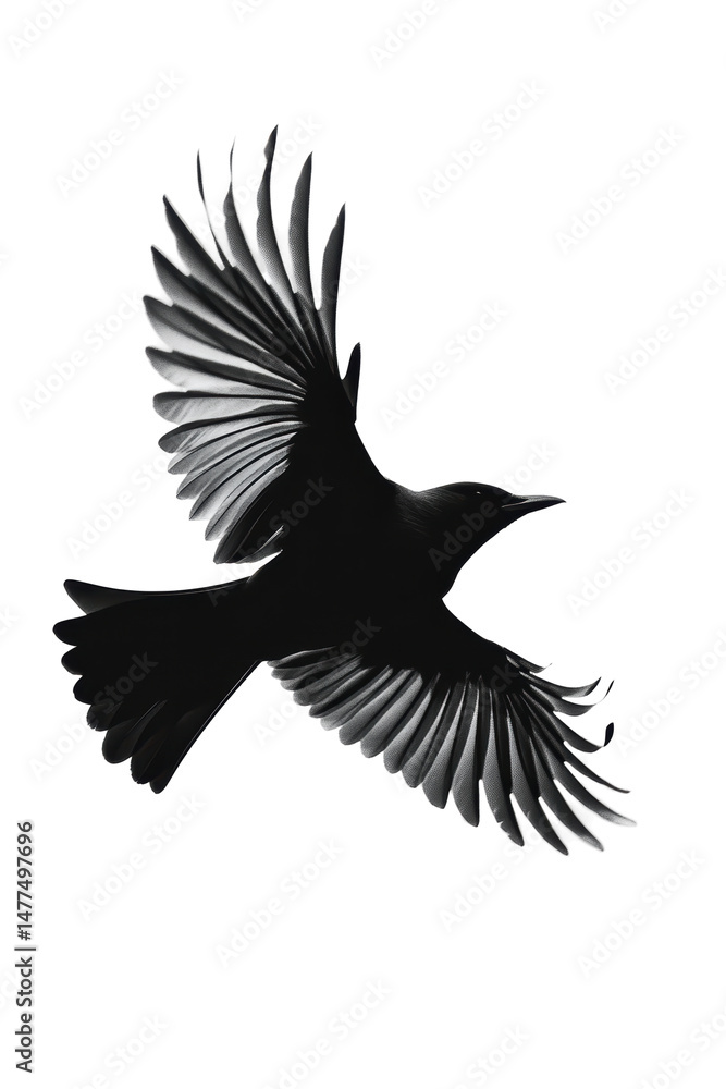 Fototapeta premium Isolated Black Bird in Flight