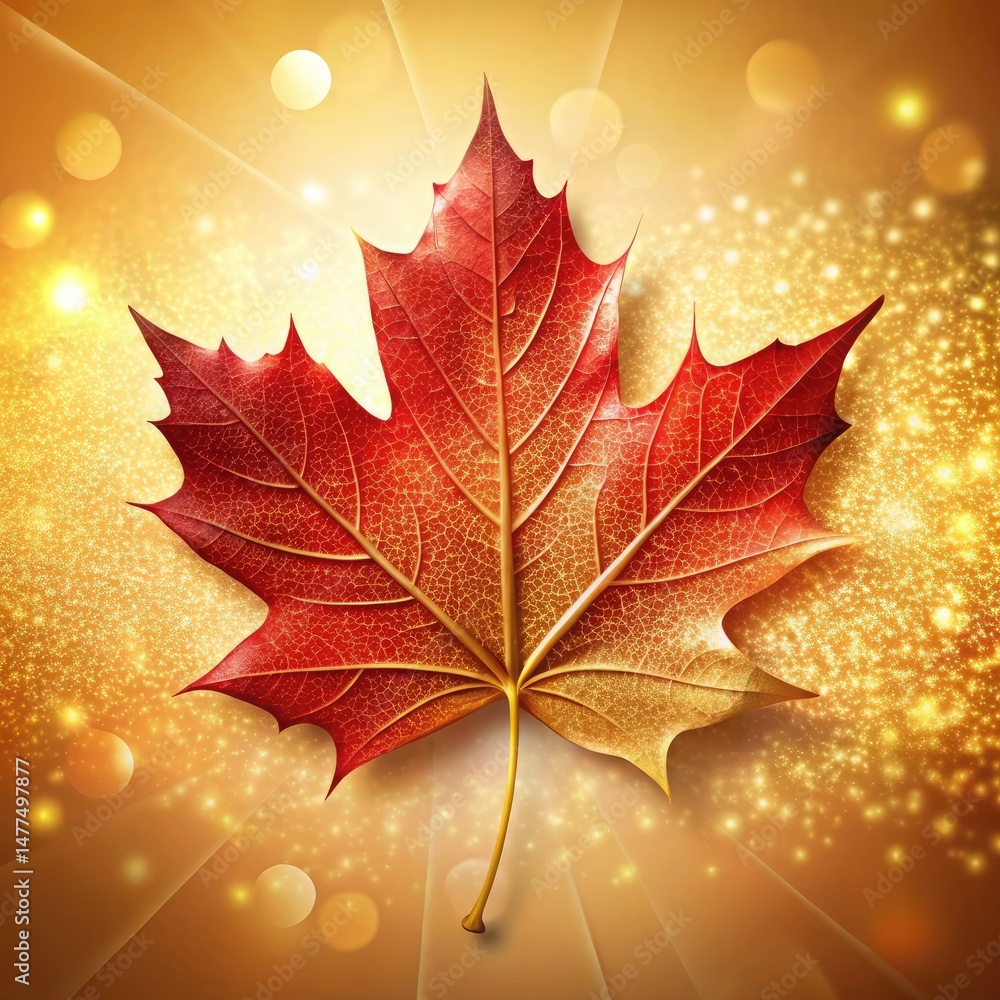 Obraz premium Golden Autumn Maple Leaf Background