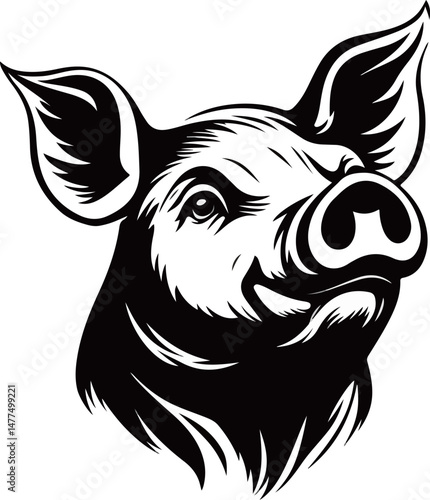 Wallpaper Mural Illustrated Pig Face with Expressive Features Torontodigital.ca