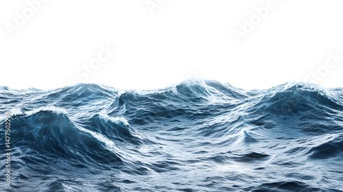 Fototapeta Naklejka Na Ścianę i Meble -  Ripple Effect: Tranquil Blue Water Surface with Gentle Waves on White Background