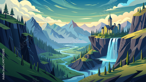  The castle’s architecture is a marvel — detailed arches, tall watchtowers, and a grand drawbridge guarding the entrance. Banners flutter in the breeze, bringing life and color to the historic fortres