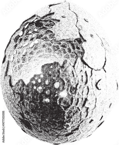 Black and white xerox effect sphere globe earth world planet halftone stipple dots vector background backdrop wallpaper design element grainy grunge rough distressed texture monochrome abstract