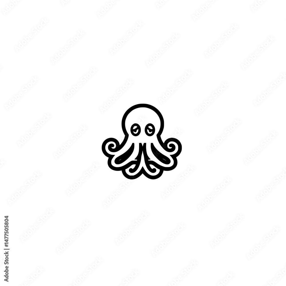 Octopus Icon with Elegant Tentacle Design Octopus Icon with Elegant Tentacle Design