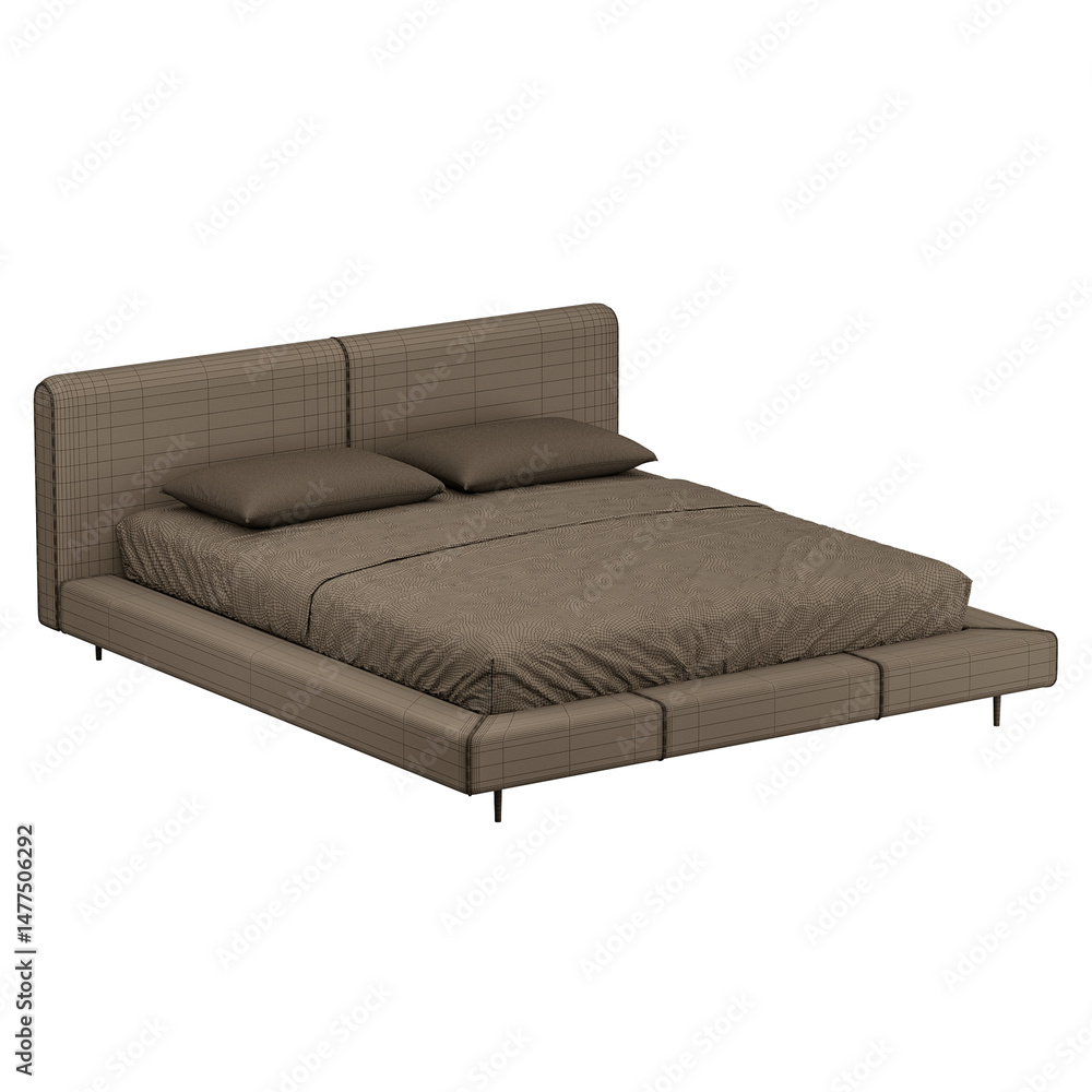Obraz premium A bed with a brown mattress and pillows