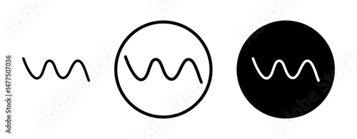 Wave sine icons in line art painting concept