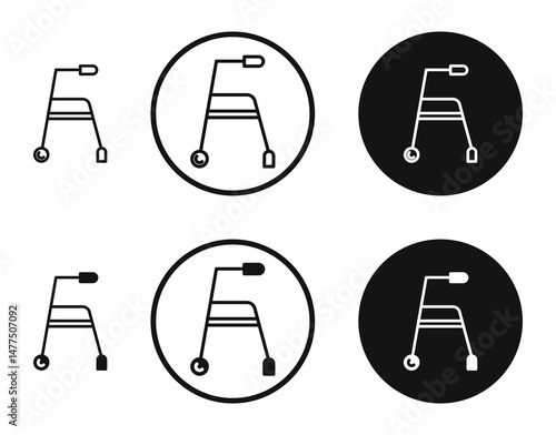 Walker icons in line art painting concept