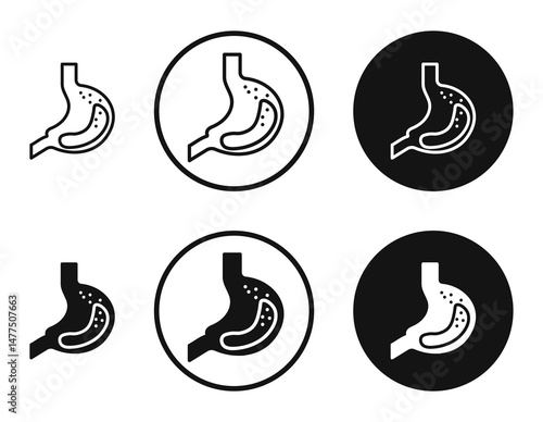 Stomach icons in line art painting concept