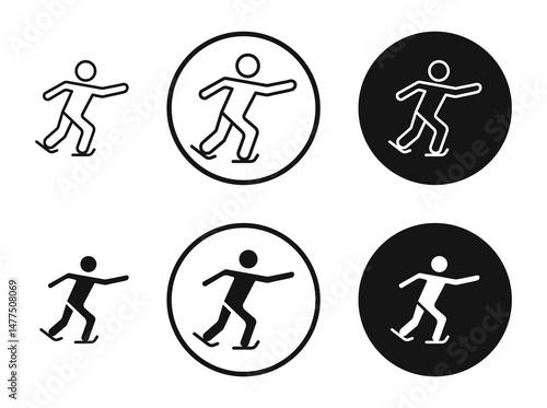 Skating icons in line art painting concept