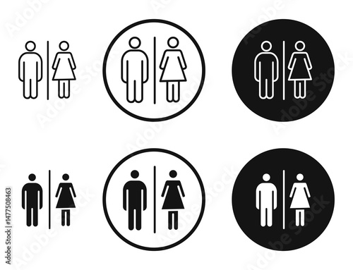 Restroom icons in line art painting concept