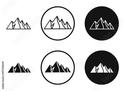Mountain icons in line art painting concept