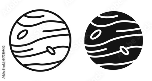 Mercury icons in line art painting concept