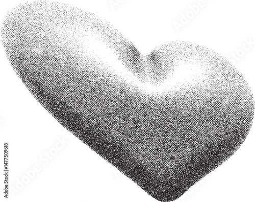 Black and White Xerox Effect Heart Vector Illustration Grainy Texture Vintage Love Symbol Romantic Design Element Valentine's Day Graphic Distressed Halftone Pattern Monochrome Heart Shape Icon
