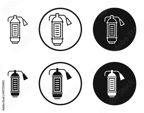 Fire extinguisher icons in line art painting concept