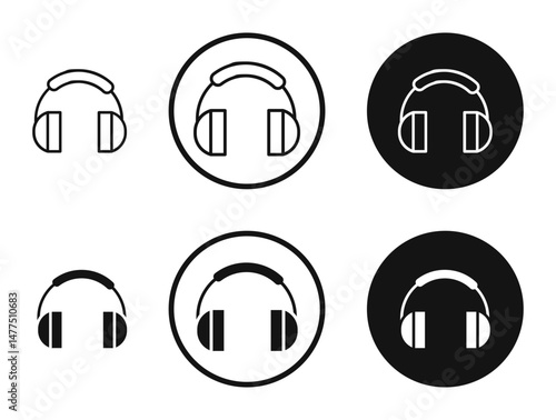 Ear muffs icons in line art painting concept