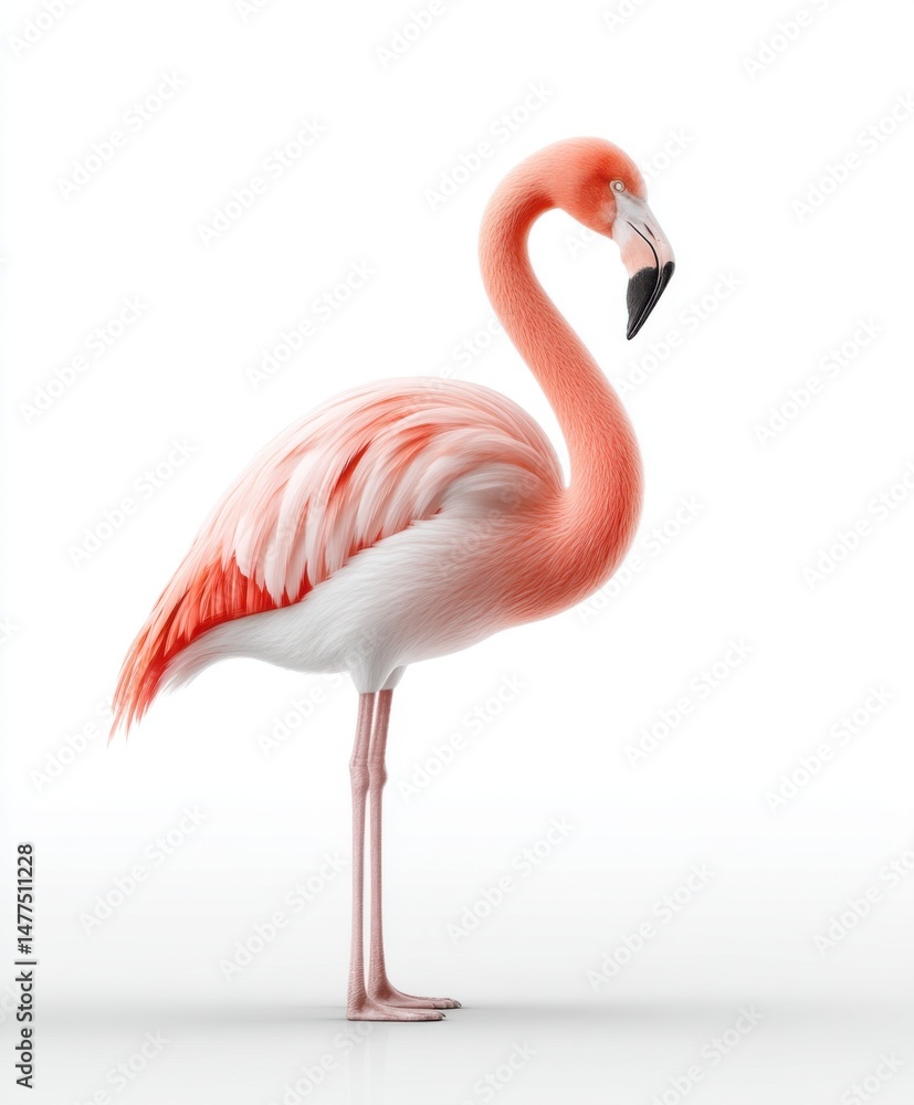 Fototapeta premium Elegant Flamingo Bird with Pink Plumage and Long Legs
