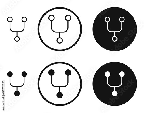 Code Fork icons in line art painting concept