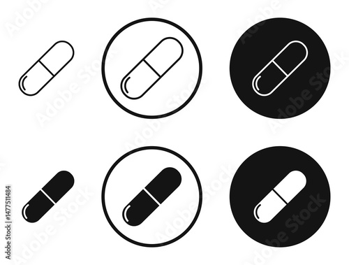 Capsules icons in line art painting concept