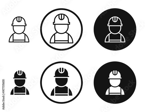 Builder icons in line art painting concept