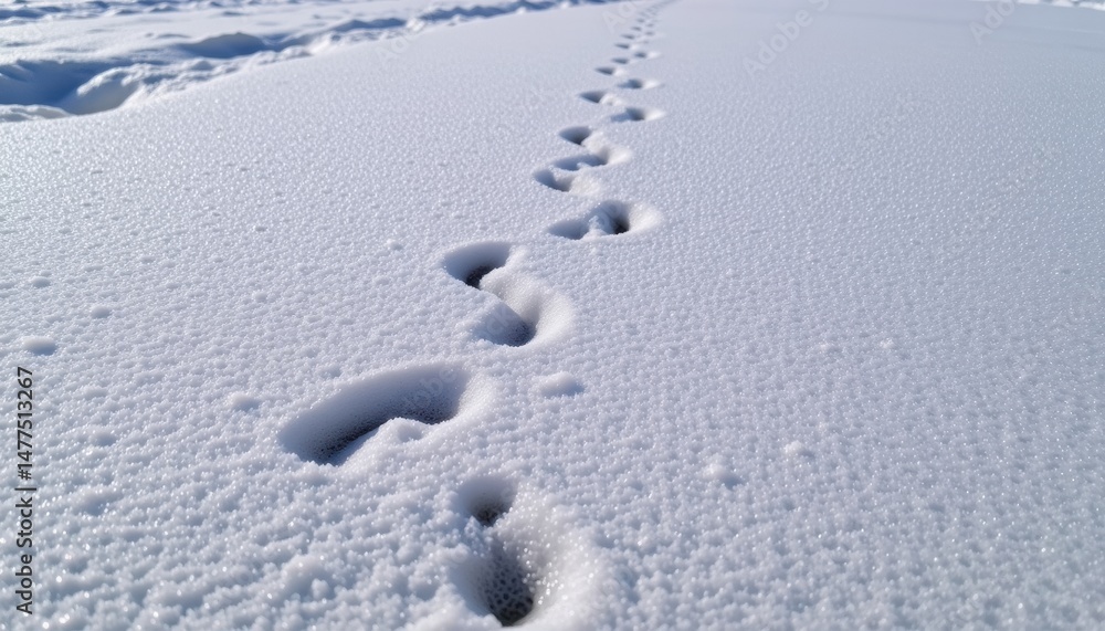 Footprints in fresh snow on a winter landscape. Footprints in fresh snow on a winter landscape.