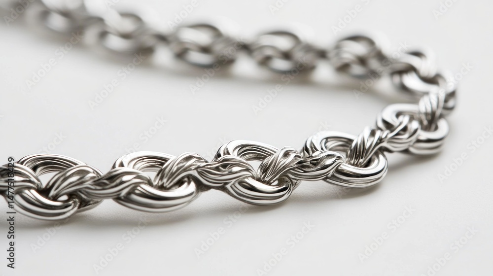 Fototapeta premium Elegant silver rope chain necklace