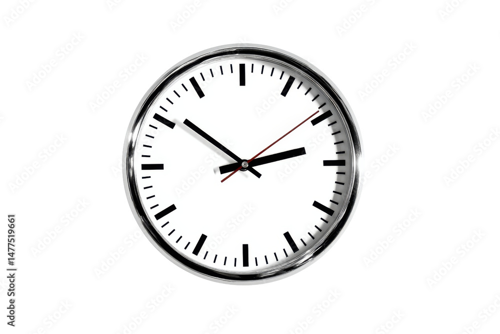 Classic silver wall clock showing the time at 2:50 on a transparent background vector, concept of punctuality, time management, and deadline Classic silver wall clock showing the time at 2:50 on a transparent background vector, concept of punctuality, time management, and deadline