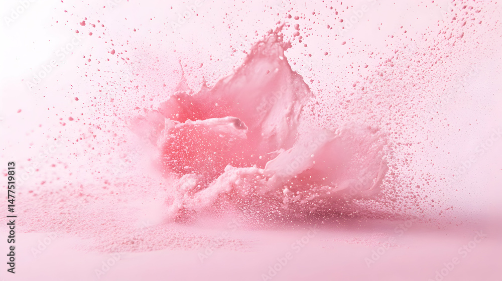 Fototapeta premium Vibrant Pink Splash with Droplets in Soft Light Background