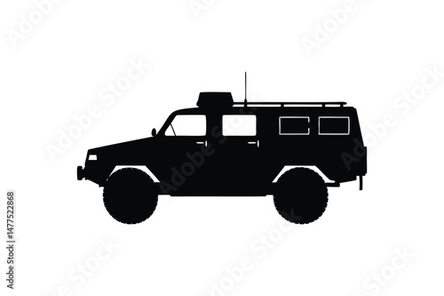 Bushmaster protected mobility vehicle silhouette on white background