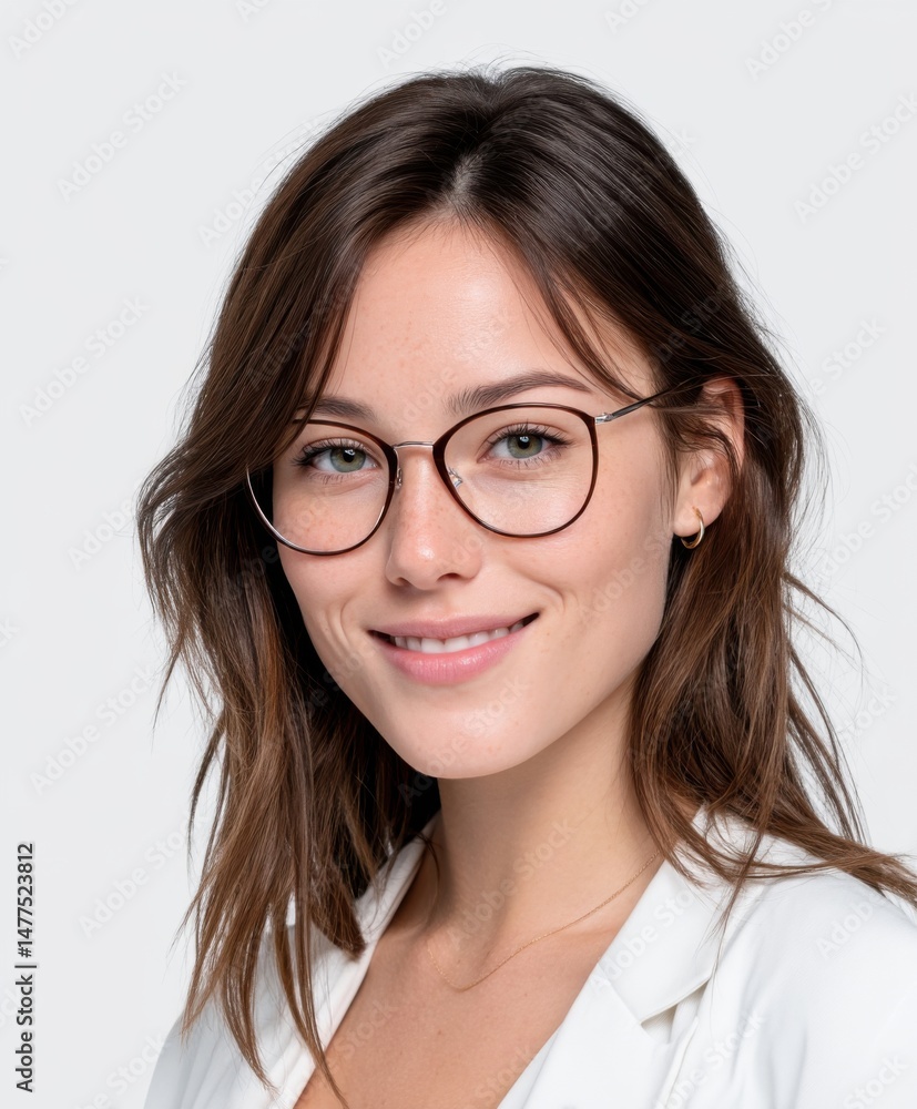 Obraz premium Professional Woman with Glasses Confident and Friendly Expression