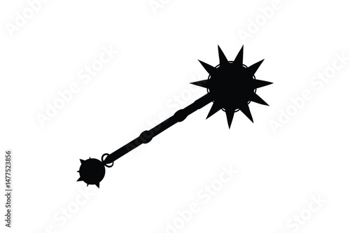 Flail weapon silhouette on white background
