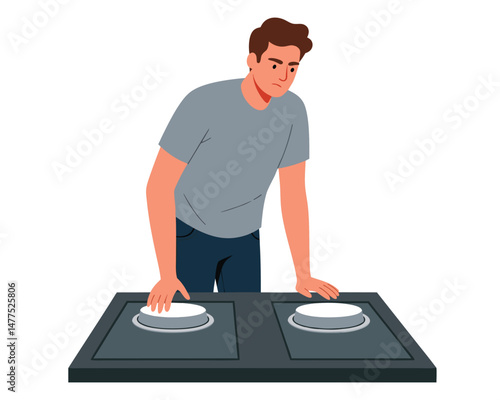 Man Hesitates Between Two Buttons Representing Chance and Risk in Decision Making Process