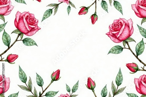Wallpaper Mural Delicate watercolor rosebuds & leaves, repeating pattern, vintage, nature, rose pattern Torontodigital.ca