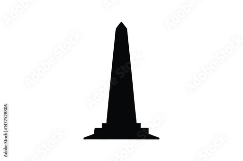 Obelisk silhouette on white background