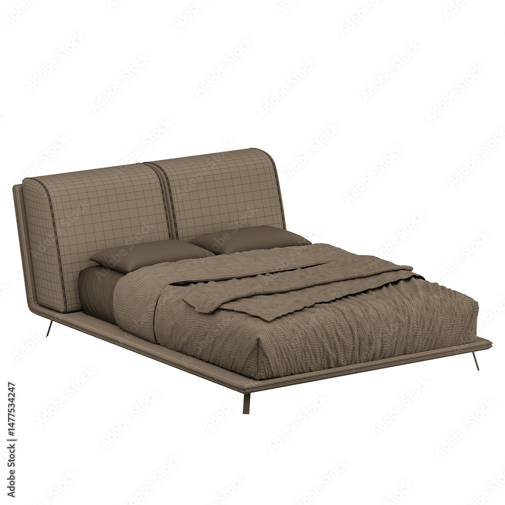 Obraz premium A bed with a brown comforter and pillows