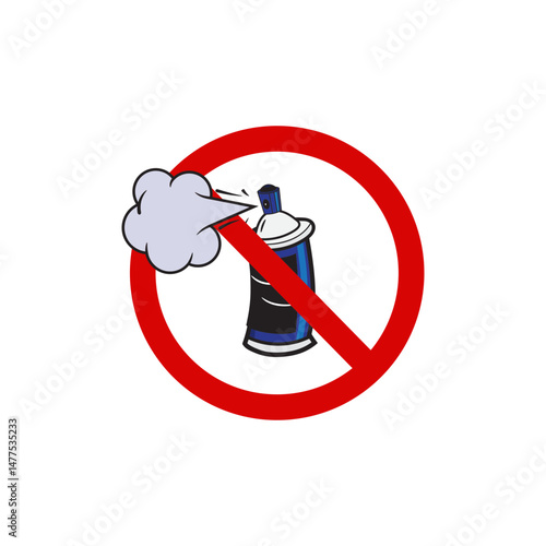 No aerosol spray sign vector icon design. Forbidden modern flat and line design