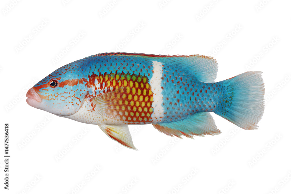 custom made wallpaper toronto digitalOrnate Clown Coris Wrasse fish with vibrant blue and red coloration on a transparent background vector Marine life concept of underwater wildlife and tropical reef fish