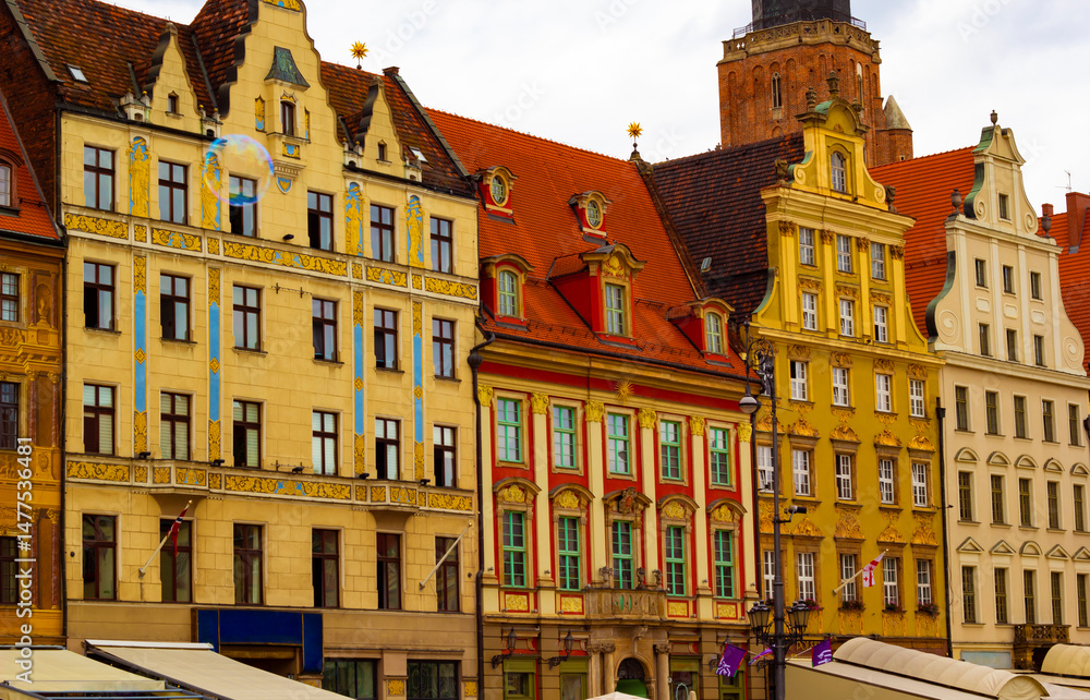 Fototapeta premium beautiful scene of old town in wroclaw, Poland