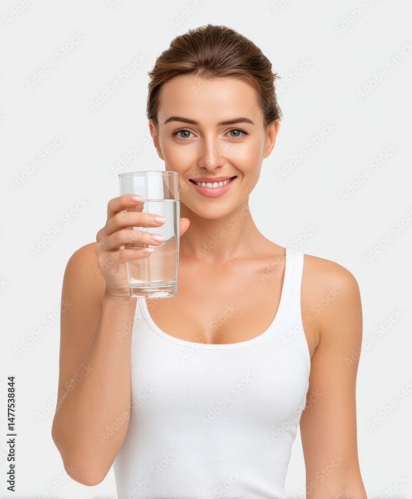 Young woman enjoying a glass of water for hydration and health Young woman enjoying a glass of water for hydration and health