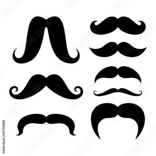Set of mustaches Vector illustration. Men mustache hipster. Vector illustration [Converted].eps