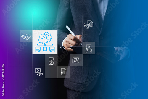 Businessman are using AI as a work assistant.