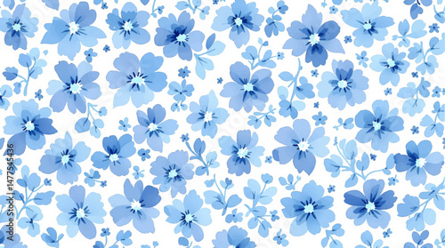 Soft feminine botanical pattern with blooming spring flowers