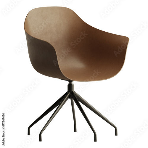 A brown chair with a black base