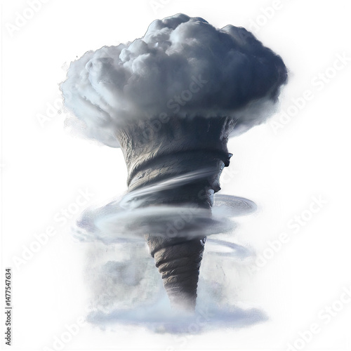 Swirling Tornado Formation: A Powerful Display of Nature's Force - Isolated on Transparent Background PNG