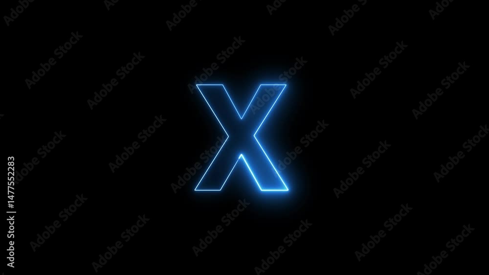Glowing letter X uppercase font neon light animation, Animated neon alphabet symbol X on black background, Letter X Neon Futuristic Effect, Trendy Glow Lighting, 4K Video Animation
Glowing letter X uppercase font neon light animation, Animated neon alphabet symbol X on black background, Letter X Neon Futuristic Effect, Trendy Glow Lighting, 4K Video Animation