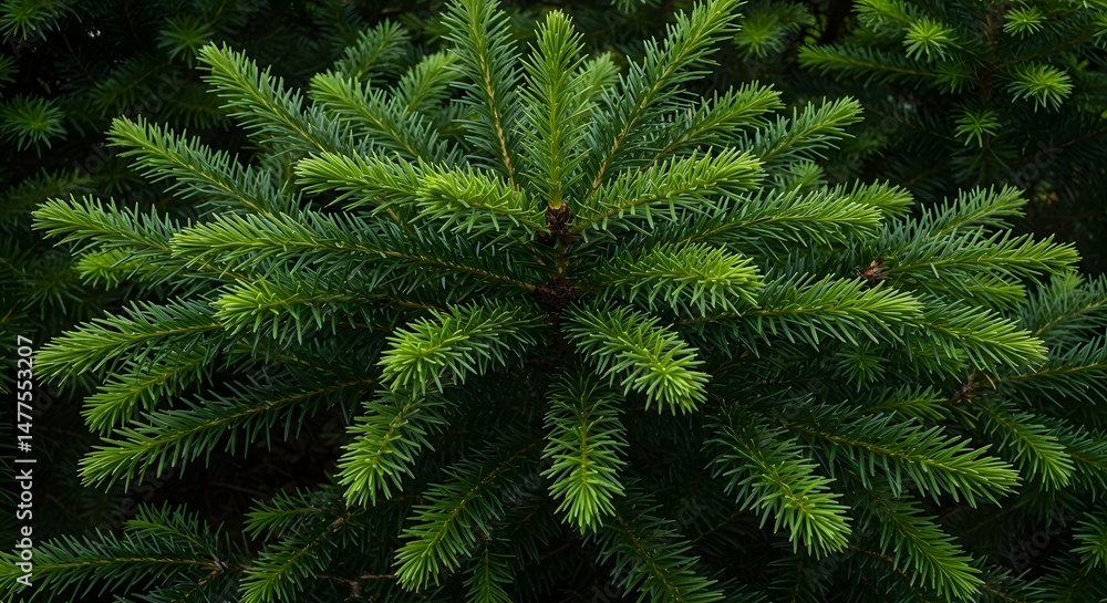Closeup of Green Spruce Tree Branch with Needles Closeup of Green Spruce Tree Branch with Needles