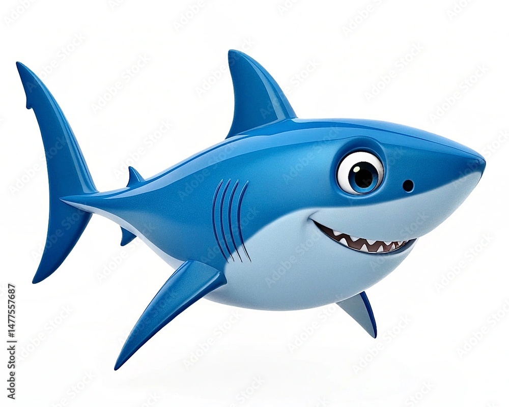 Fototapeta premium shark.3d rendering isolated on white 