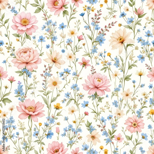 Wallpaper Mural Seamless floral pattern with pink rose blossom design perfect for spring textile decoration Torontodigital.ca